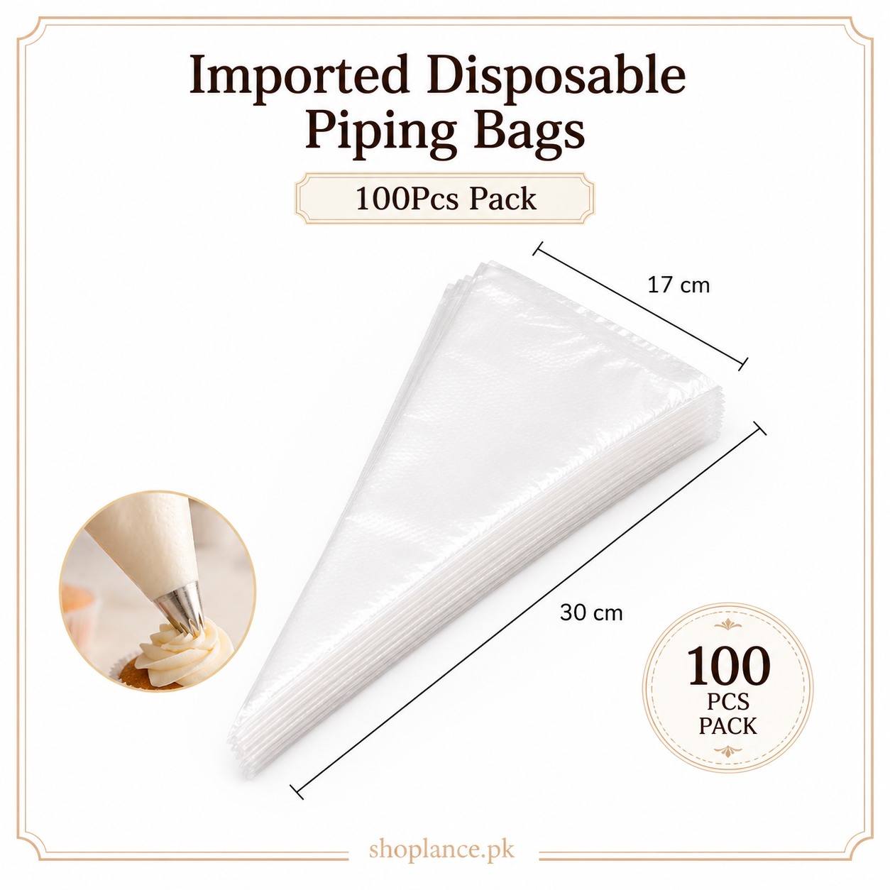 Imported Disposable Piping Bags 100 Pcs Pack
