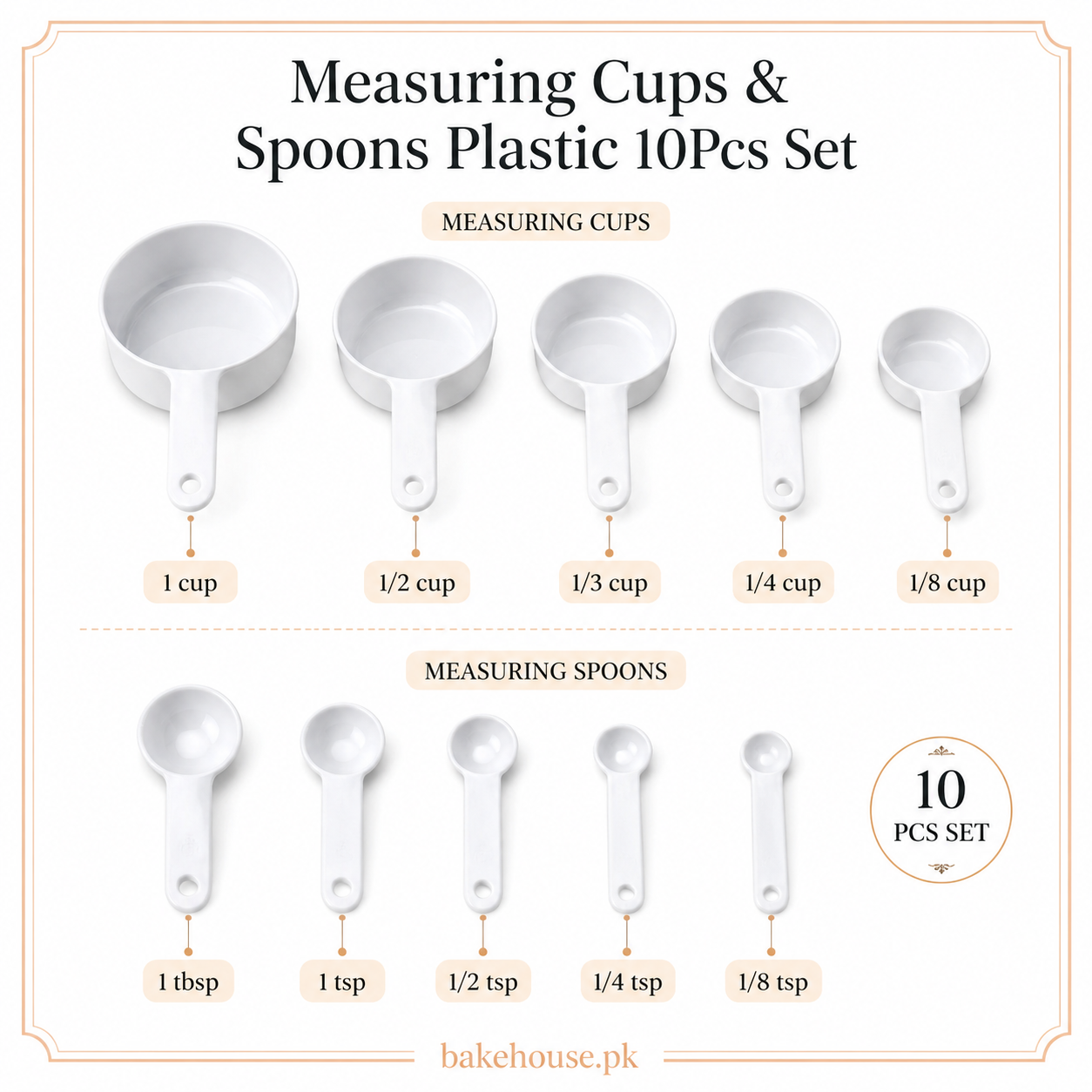 Colourful Measuring Cups & Spoons Set 10 Pcs