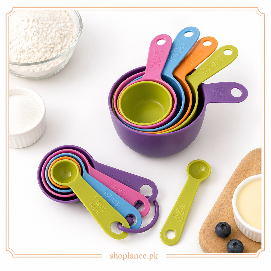 Colourful Measuring Cups & Spoons Set 10 Pcs