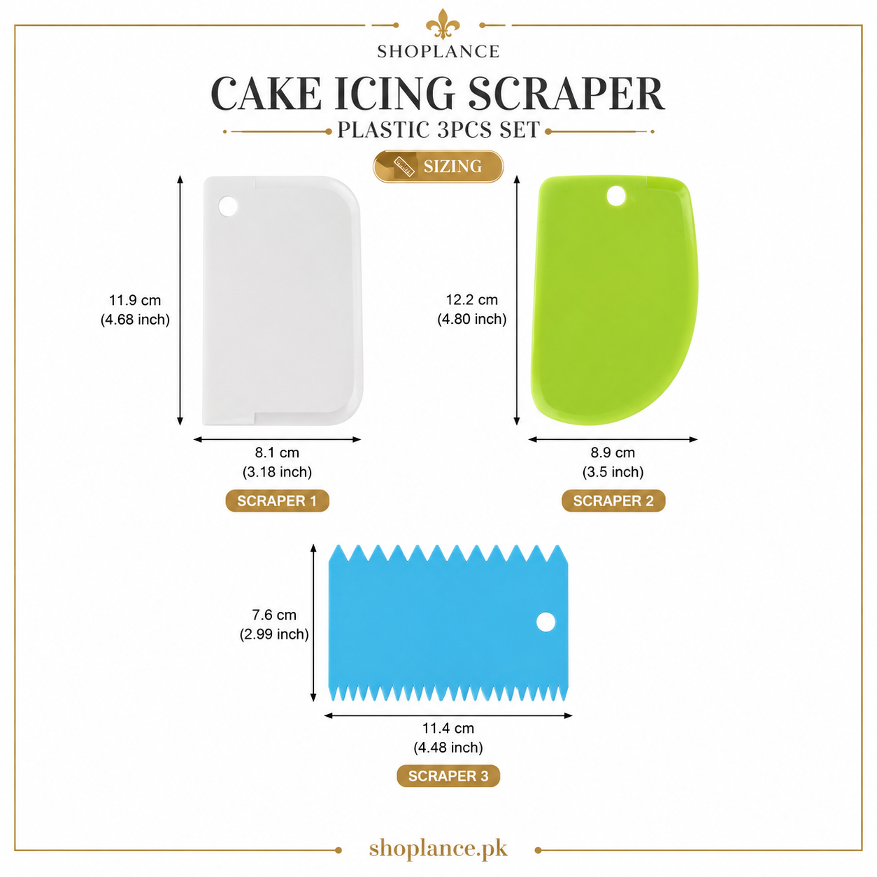 Plastic Cake Icing Scraper Set 3 Pcs